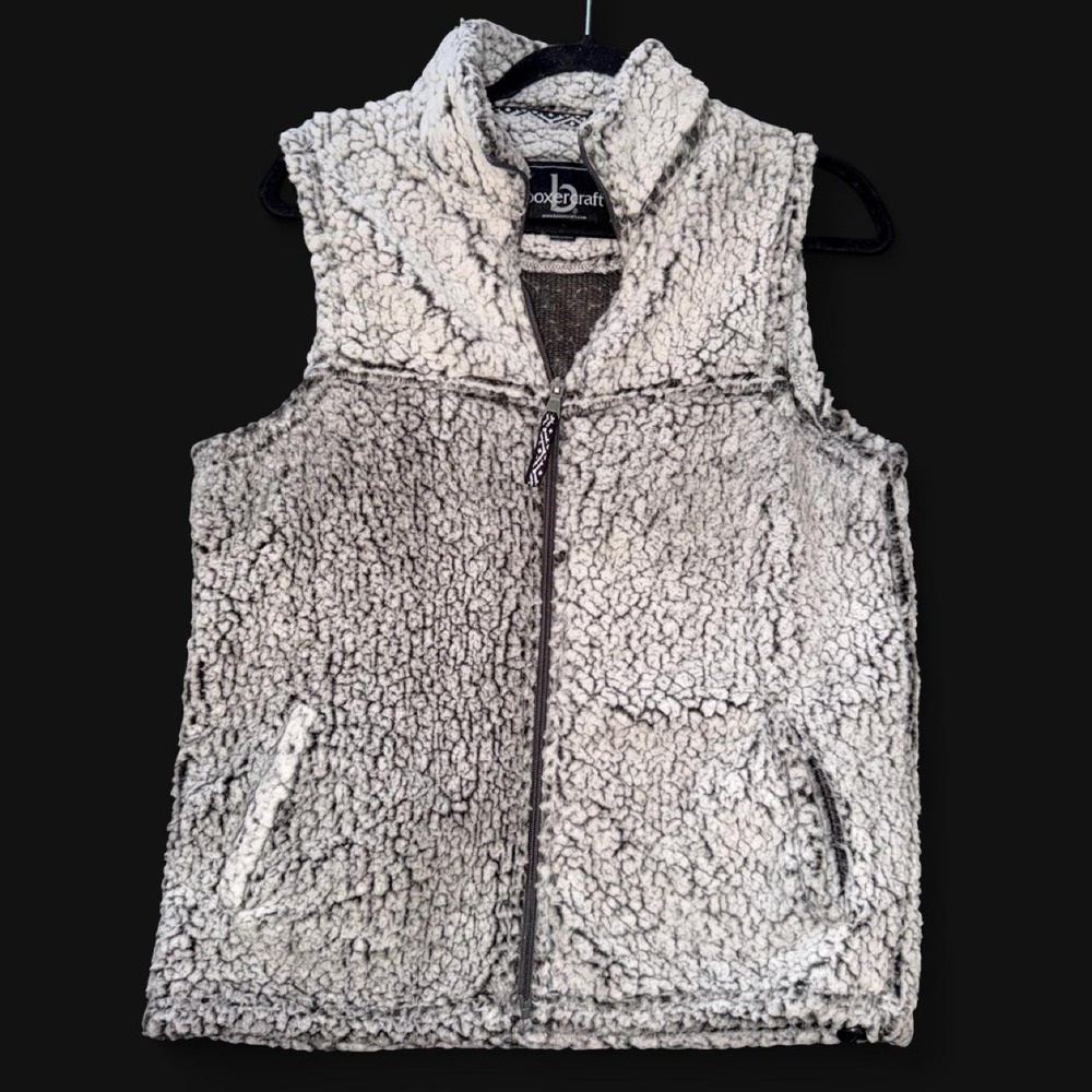 Boxercraft Women's Sherpa Fleece Vest Size Medium Gray Full Zip Cozy